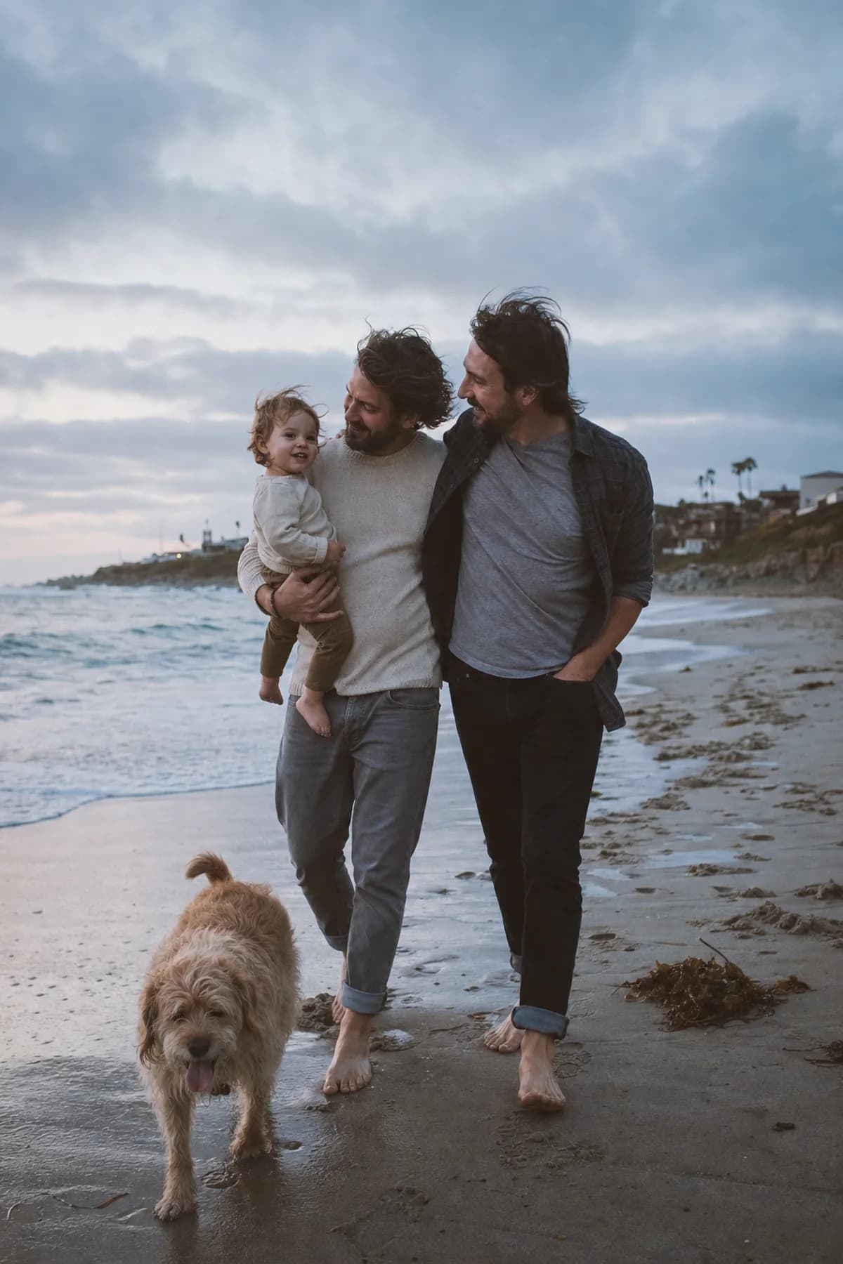 Beach walk family portrait