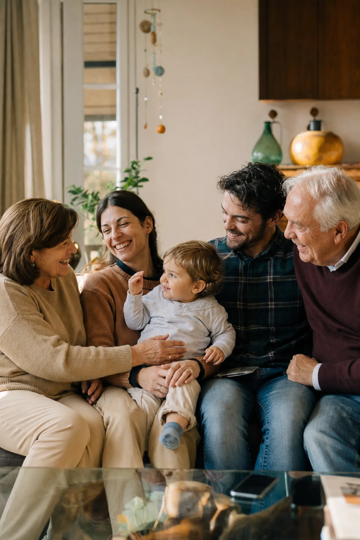 Three generations family portrait