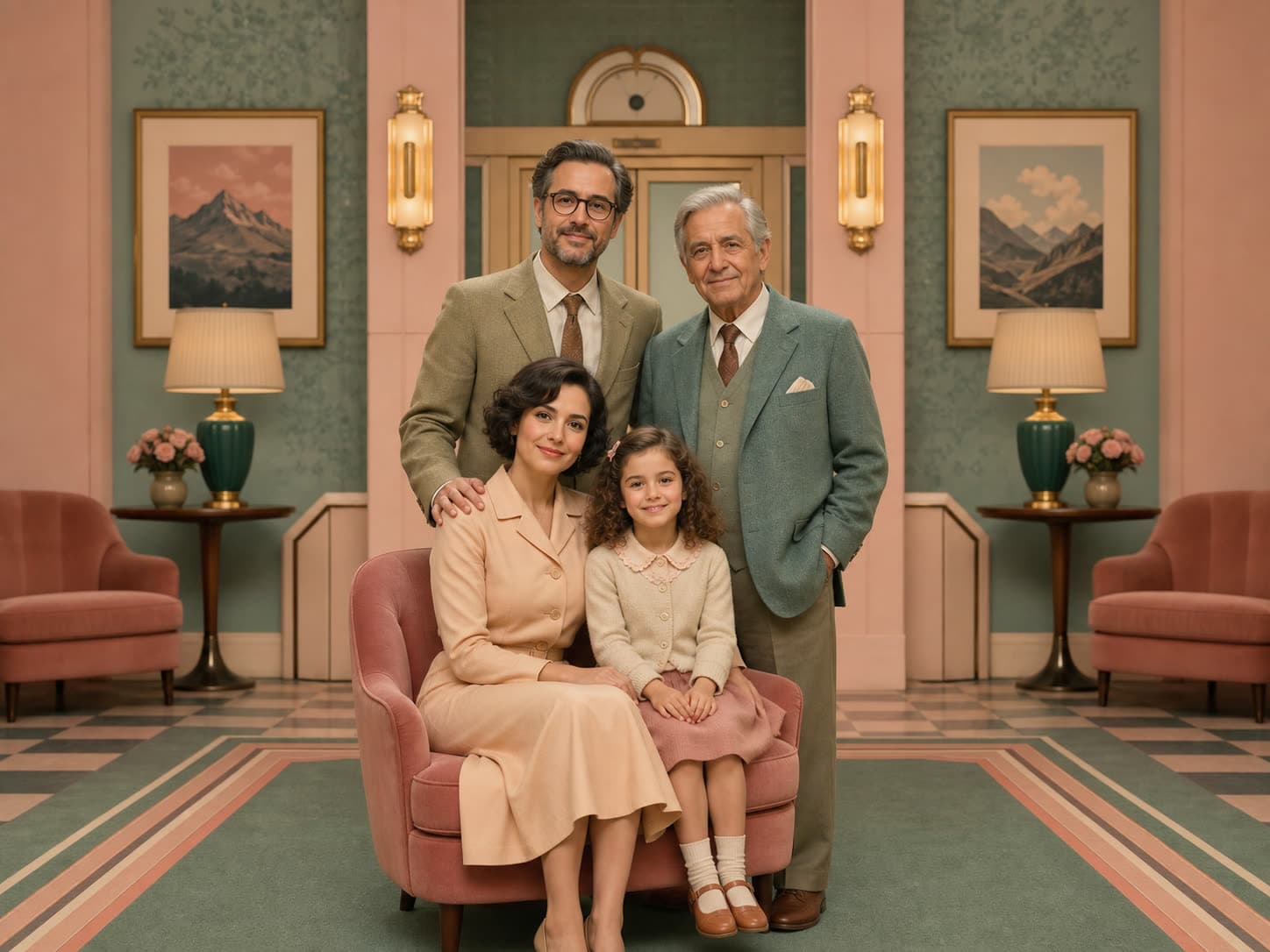 Wes Anderson family portrait sample variation 1