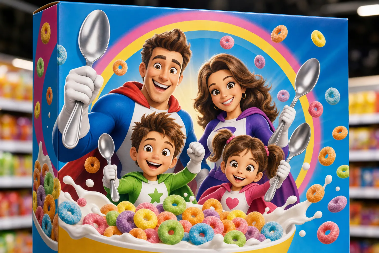 Cereal Box Family family portrait sample