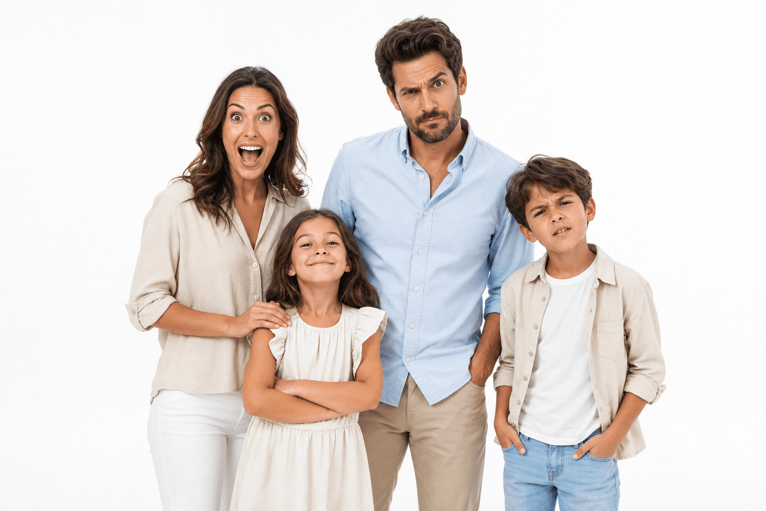 White Cyclorama Faces family portrait example
