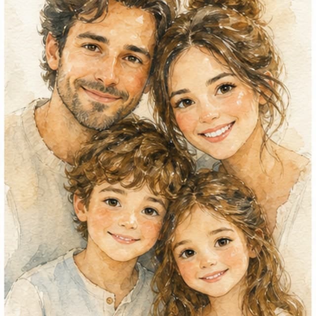 Watercolor family portrait sample
