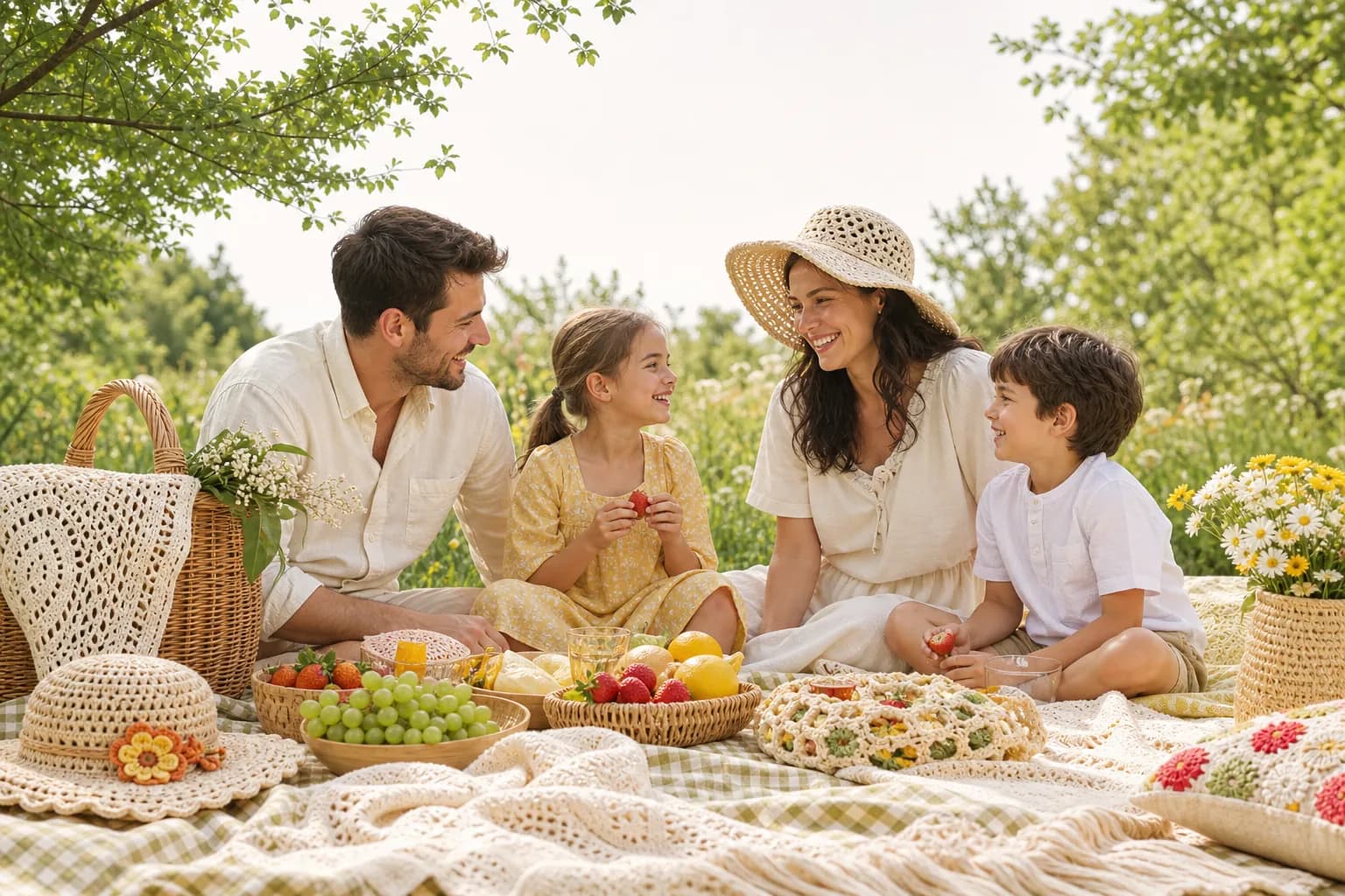 Crochet & Raffia Picnic family portrait sample