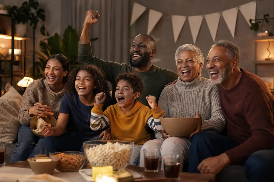 Family Watch Party family portrait sample