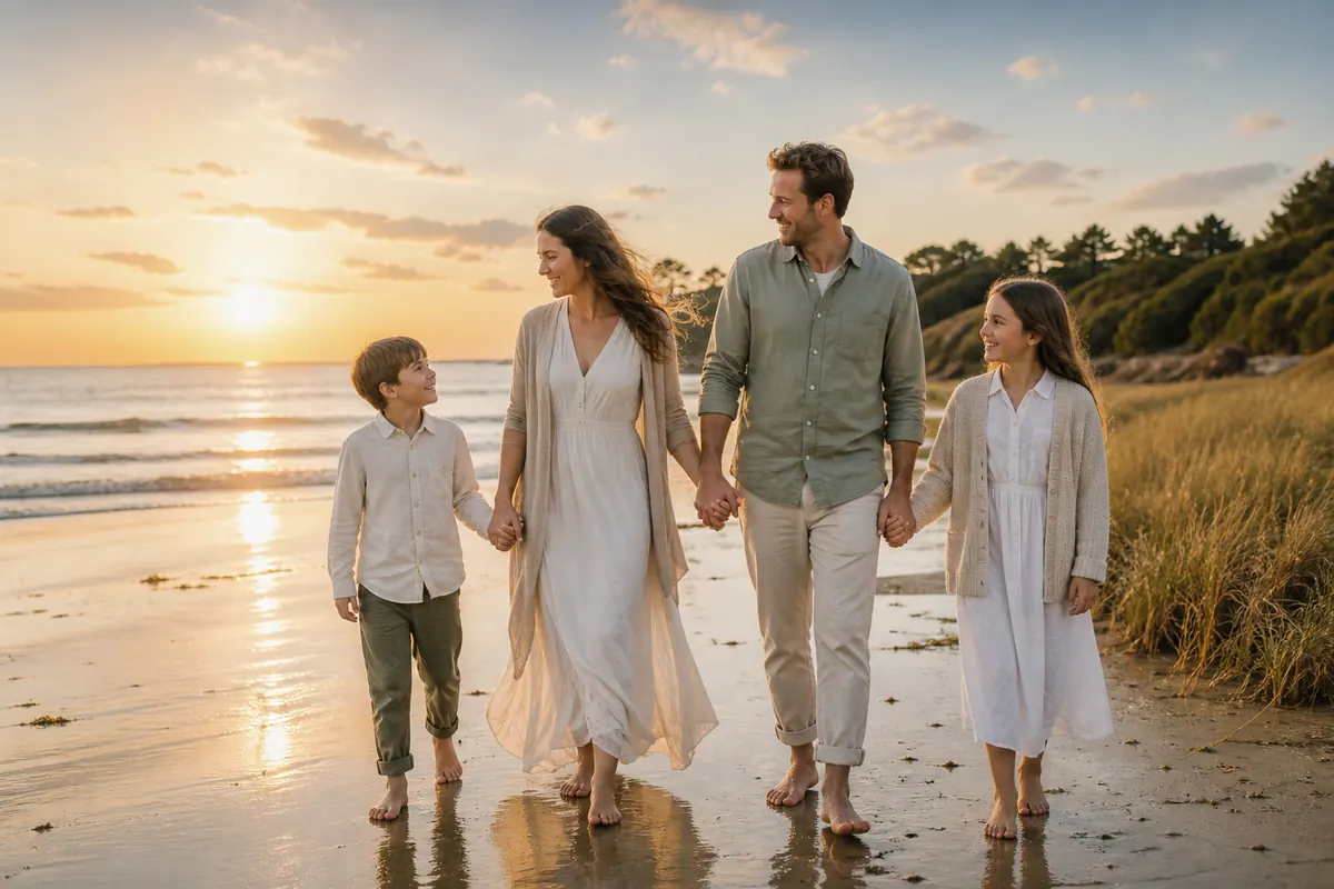 Golden Late-Summer Beach Legacy family portrait sample