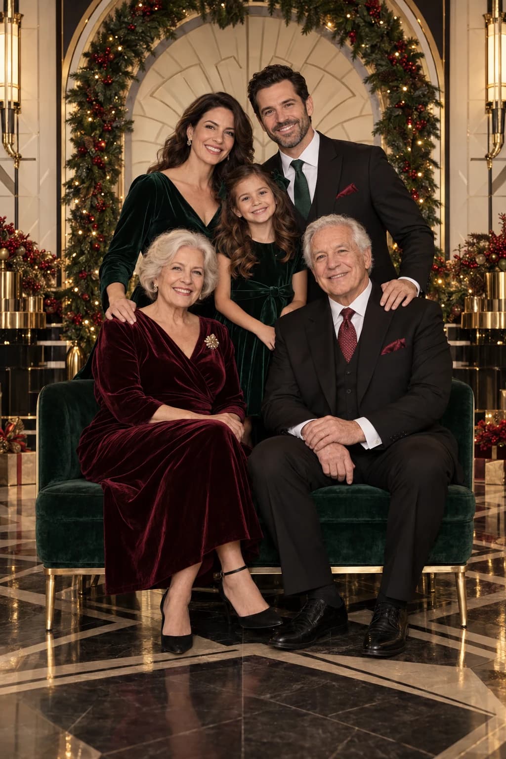 Neo Deco Holiday Portrait family portrait sample