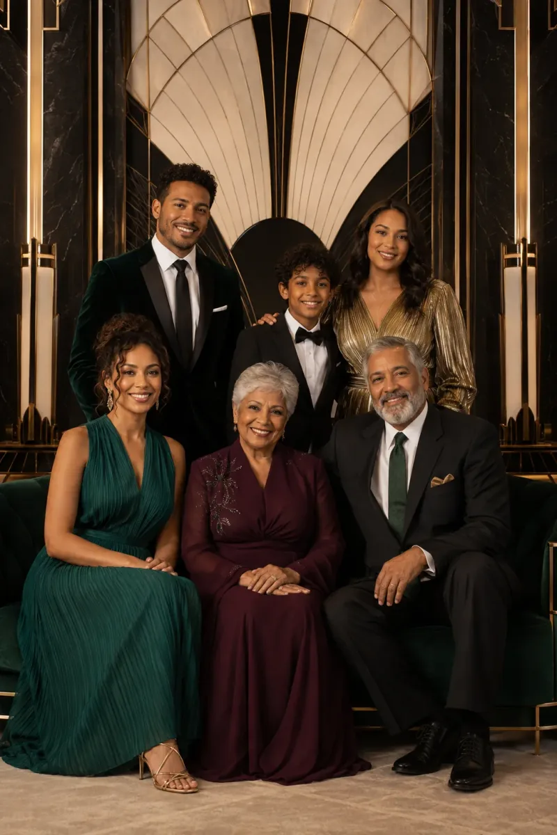 Neo Deco Holiday Portrait family portrait sample