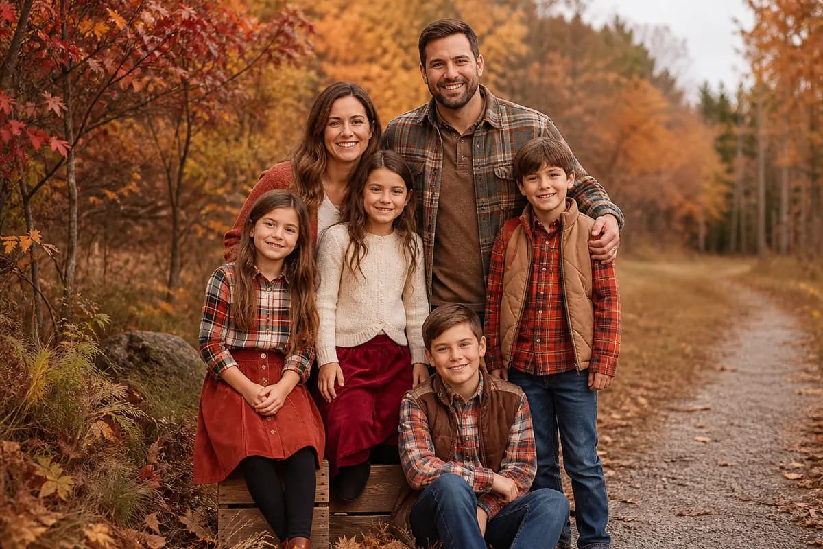 Paprika Plaid Autumn family portrait sample