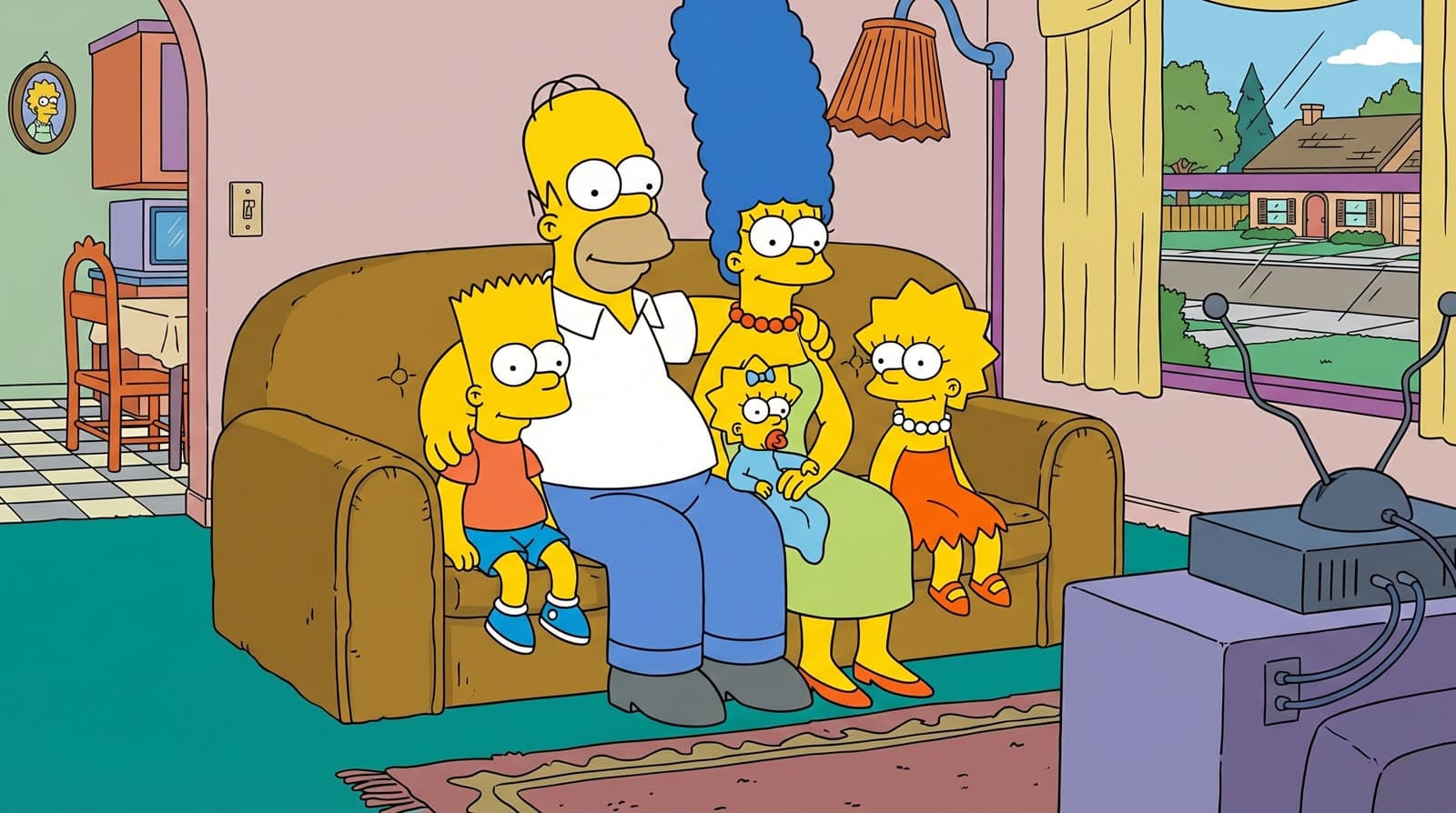 Yellow Cartoon family portrait sample